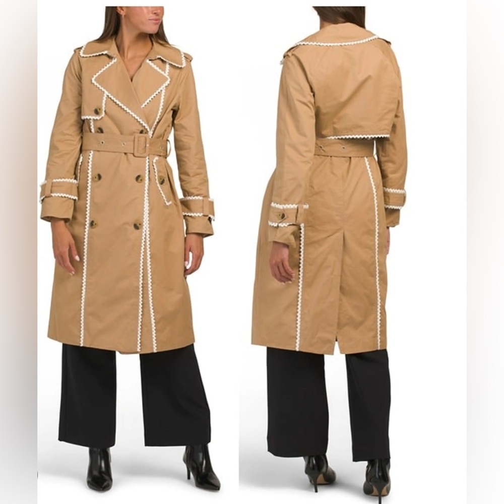 NWT 7 for All Mankind Crochet Trim Double-breasted Cotton Trench Coat S